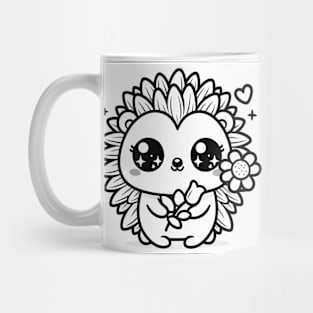 Cute Hedgehog With Flower Mug